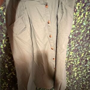 St. John's Bay Olive Button-Front Midi Skirt